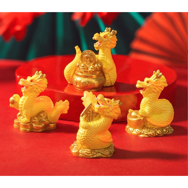DIY Gold dragon XO 2024 Resin Crafts Dragon Year Miniature/Miniatur naga emas