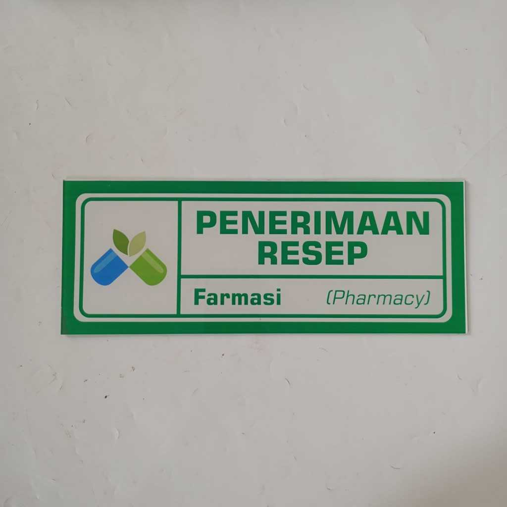 

Akrilik Papan Nama Ruang Penerimaan Resep - Hijau 11x30 Nama Ruang Farmasi, Apotek, Rumah Sakit