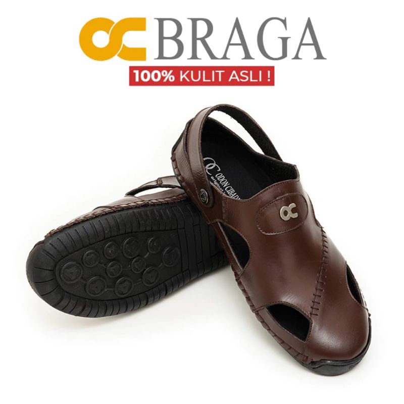 OC BRAGA,Sandal Kulit Pria Odon Cibaduyut