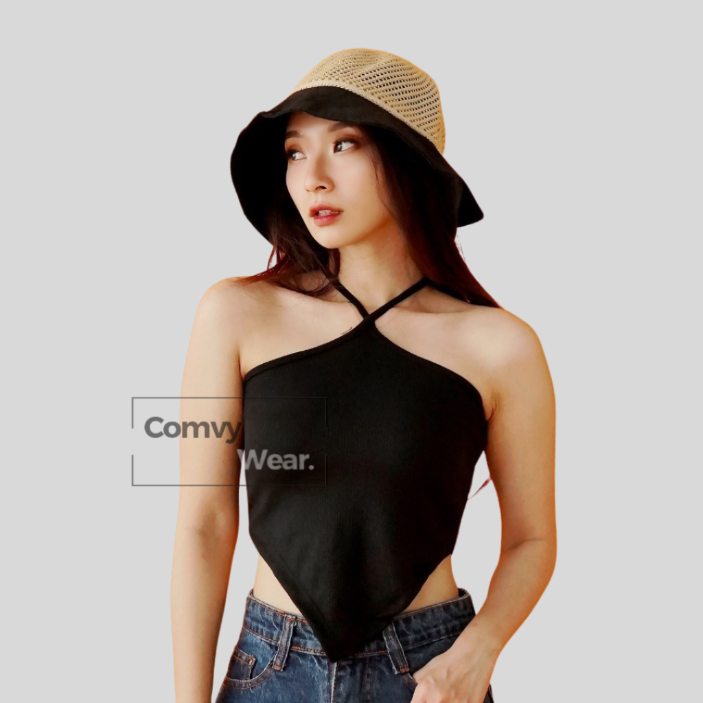 ComvyWear - Tanktop X Rib knit Premium / Tanktop Cross / Croptop Halter