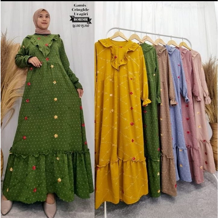 Gamis Bordir Uragiri Crinkle / Gamis Jumbo