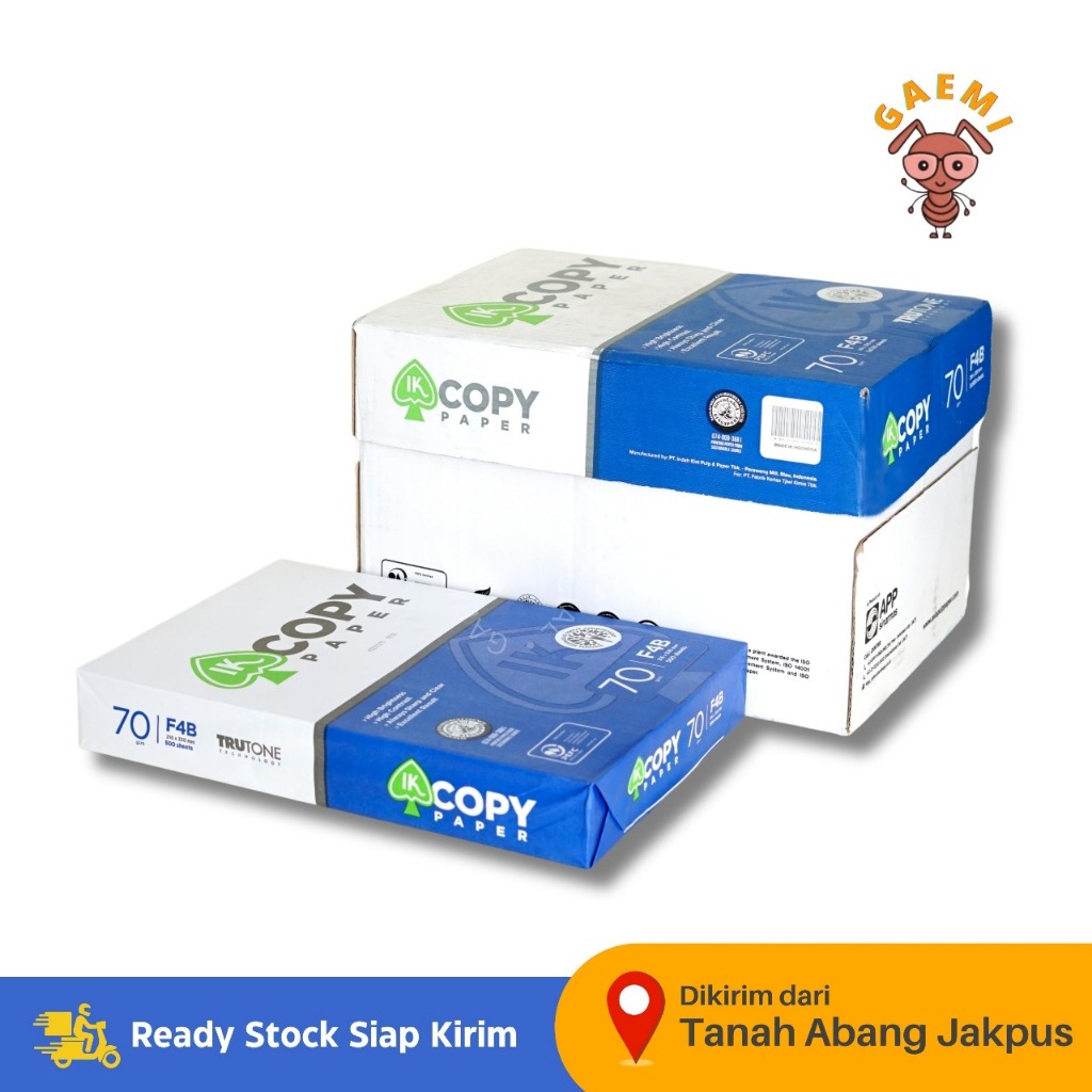 

Kertas HVS Folio F4 Copy Paper Blue 75g dan IK Copy Paper 70g Per 1 Dus ( 5 Rim )