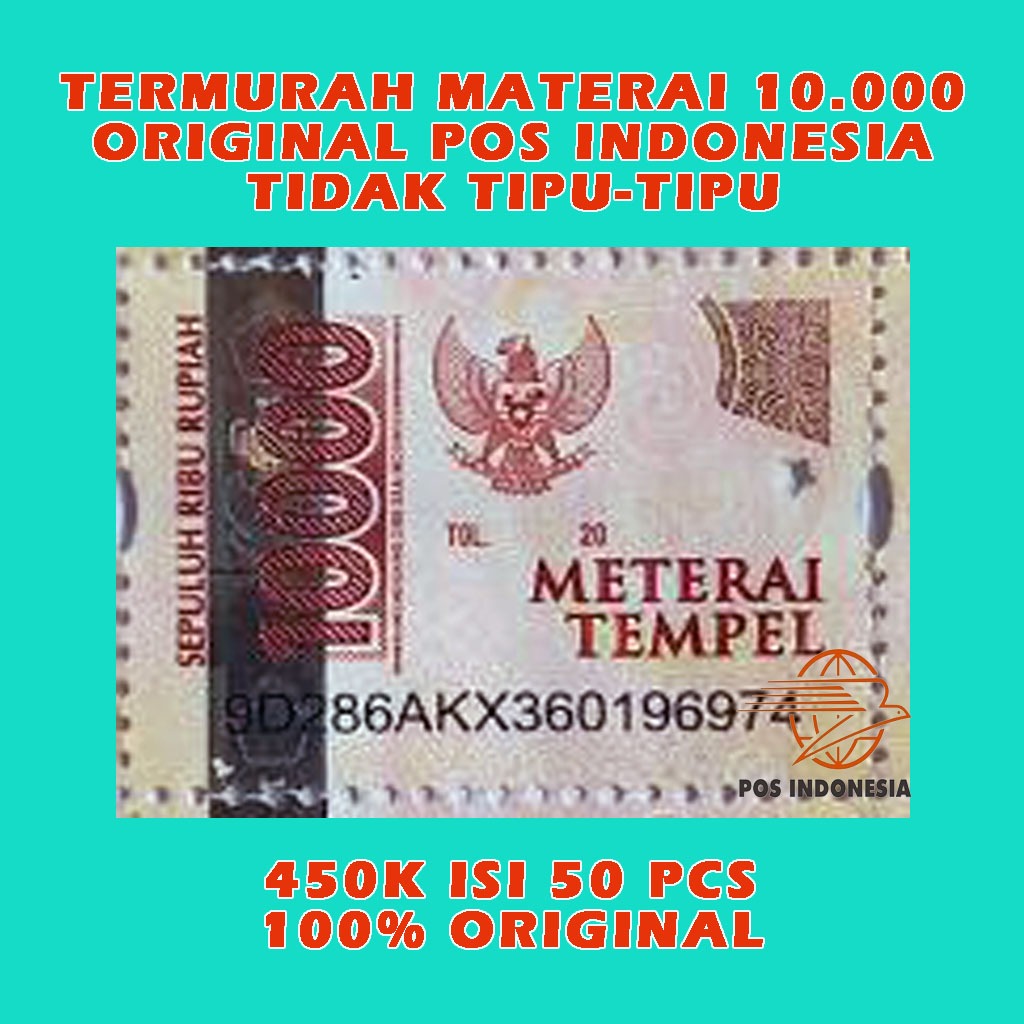 

Duty Stamp Asli Pos Isi 50PC @9000/pcs