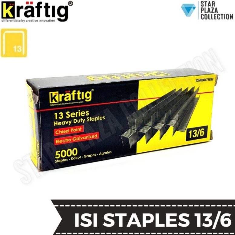 

[Produk ZC94] Isi Staples Manual / Staples Tembak Guntacker Merek KRAFTIG Uk. 13/6mm (6mm) Original - untuk Pengerjaan Jok Motor, Jok Mobil, Sofa, Funiture, Kayu vj0l0