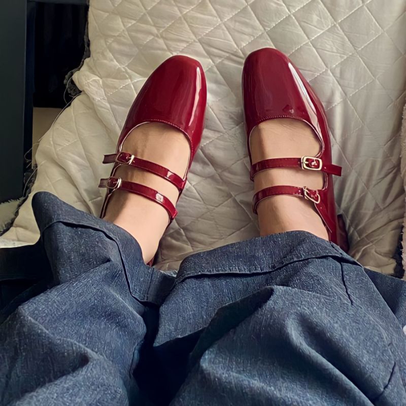 Sepatu Wanita  Flatshoes Mary Janes 3 Cm | Ballerina Vintage Slip On | Sandal Korea Wanita