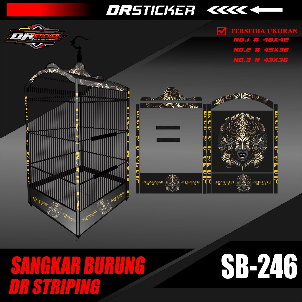 Stiker Viral Terbaru Decal SANGKAR KOTAK - Dekal Sangkar Burung Kotak Ebod Kosan Variasi No 1 2 3
