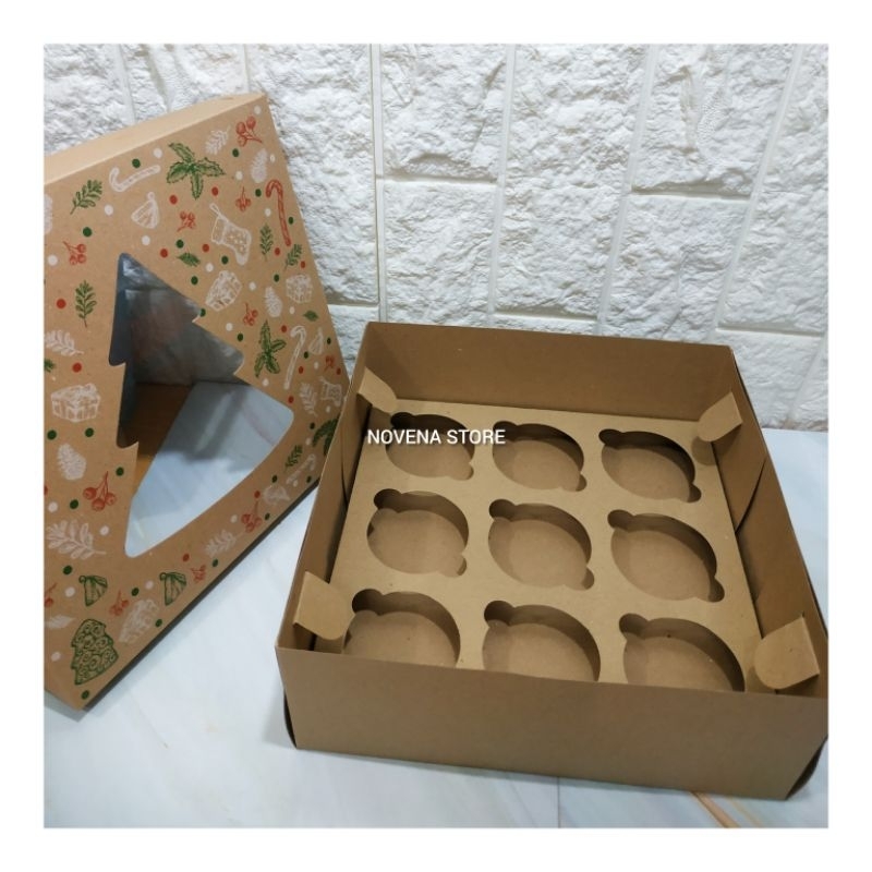 

BOX NATAL CUP CAKE SEKAT 9 KOTAK DUS CUPCAKE MUFFIN MERRY CHRISTMAS