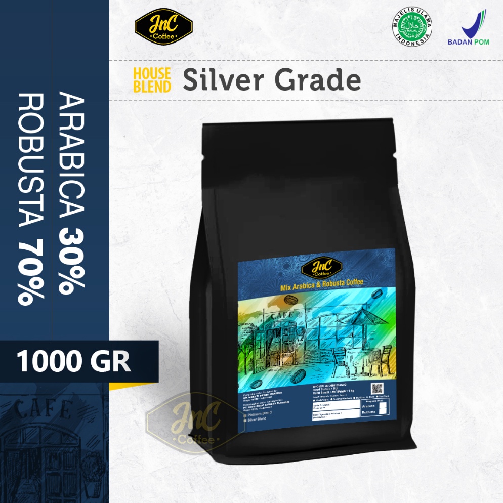 

34 JnC Silver House Blend 1 KG 30% Arabica 70% Robusta For Kopi Susu Espresso Kekinian Harga Termurah ┏(