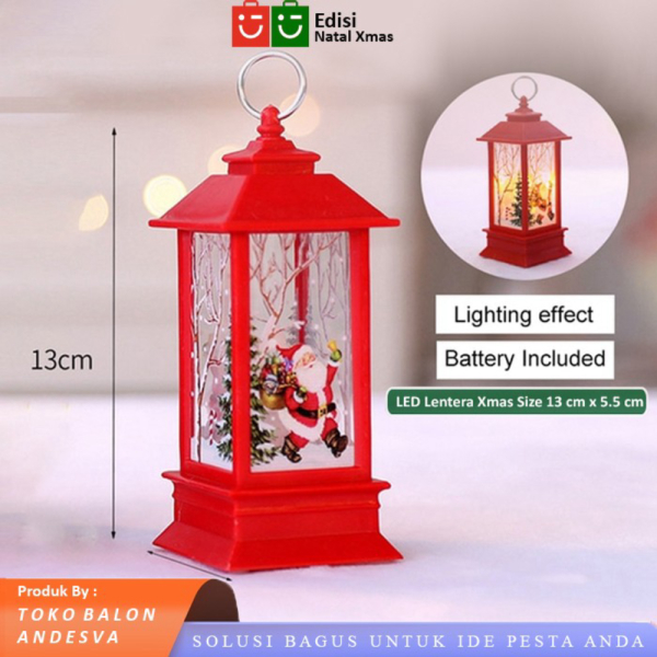 Unik lentera lilin natal / lampu led lilin elektrik souvenir christmas - Merah Limited