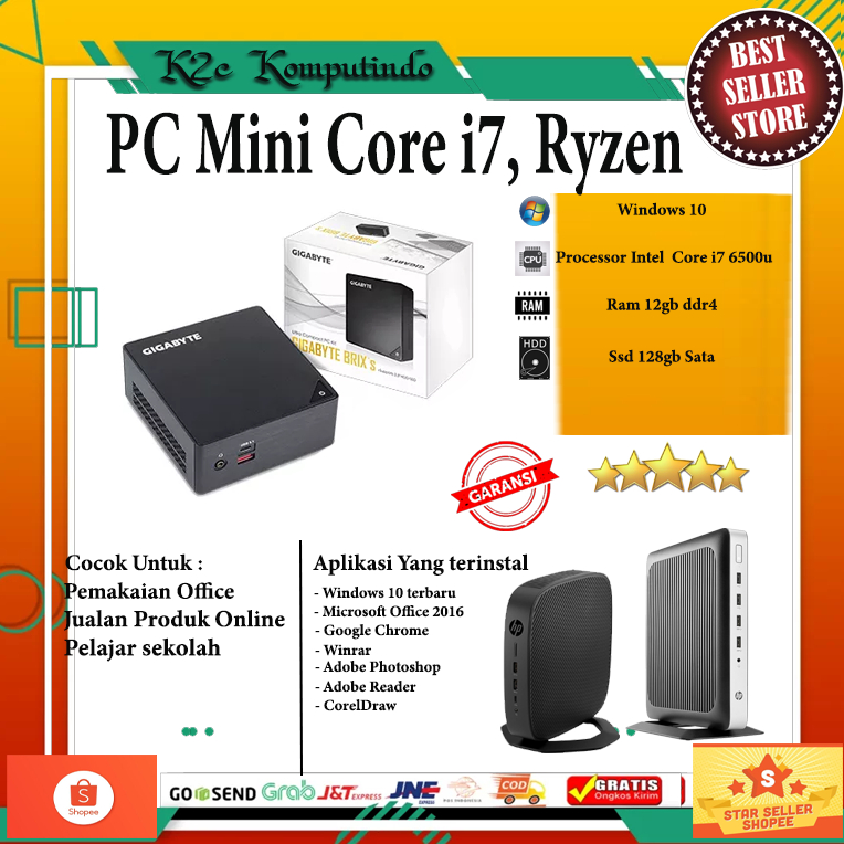 PROMO AKHIR Tahun Pc mini Core i7 6500u | Amd Ryzen Ram 8gb Ssd 256gbgb NORMAL SIAP PAKAI
