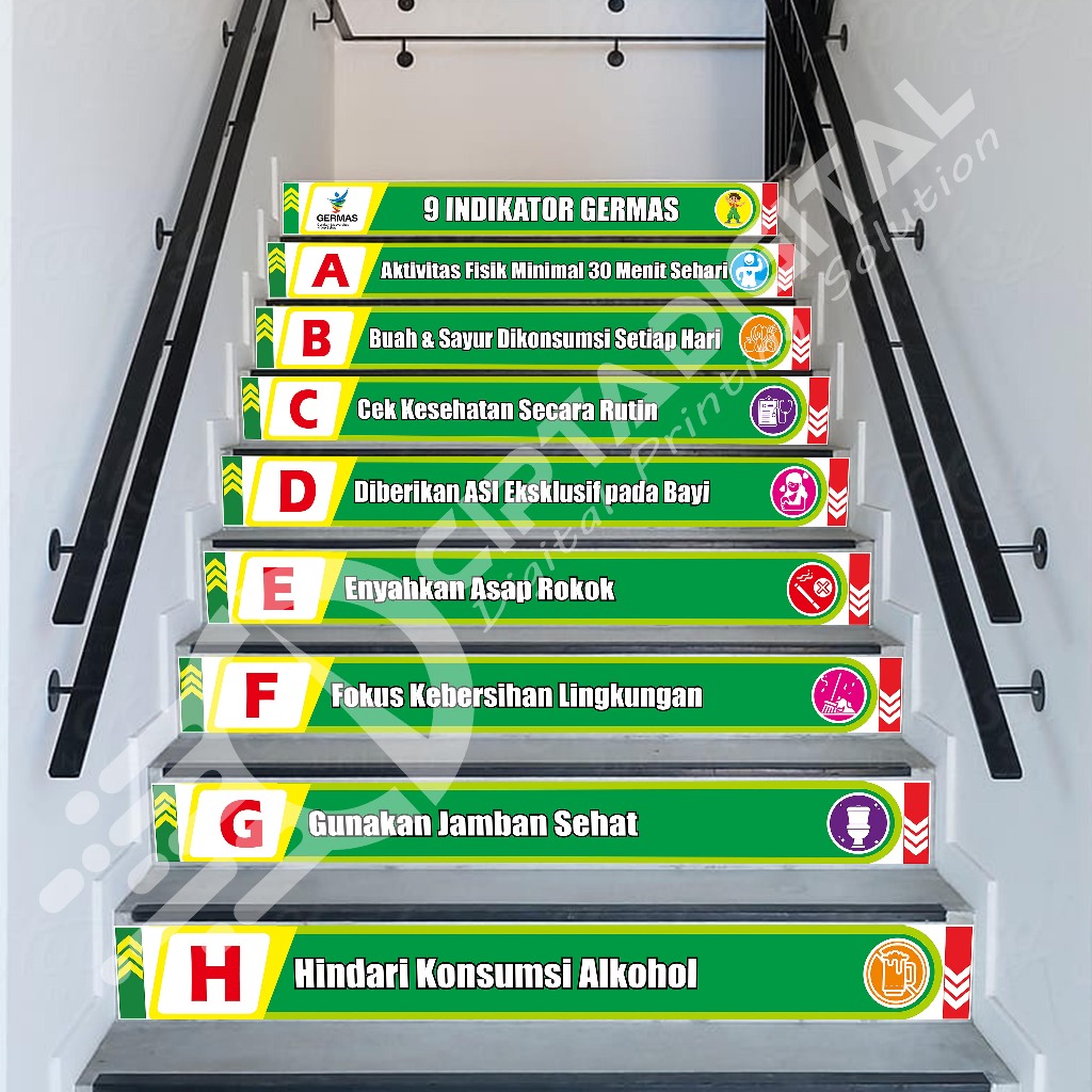 Stiker Tangga Akreditasi Puskesmas 9 Indikator Germas (Panjang 155 cm s.d 185 cm)