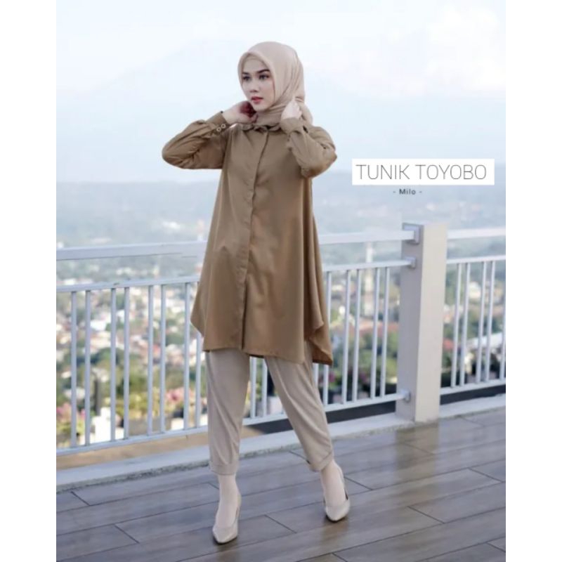 Atasan Wanita Muslimah Terbaru, Baju Tunik Toyobo, Kemeja Tunik Wanita, Outfit Fashion Muslimah Baha