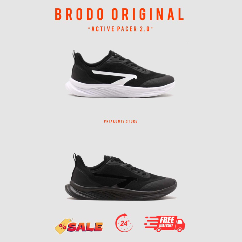 Brodo Official Active Pacer 2.0 - Sepatu Brodo | Sepatu Sneakers | Sepatu Olahraga | Sepatu Hitam