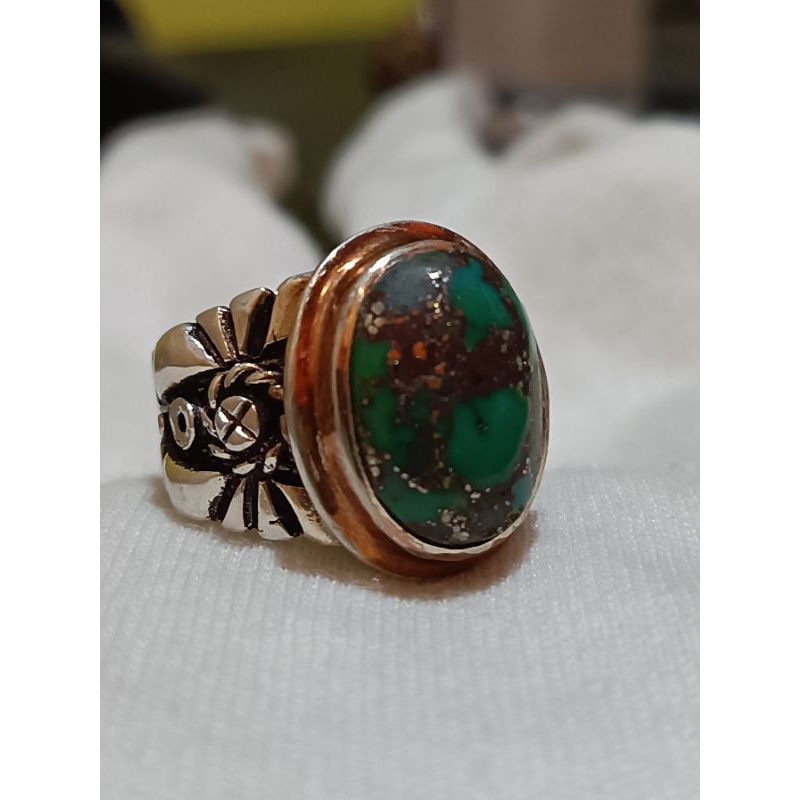 SOLD OUT Pirus Persia Lawas Hijau Ring Perak