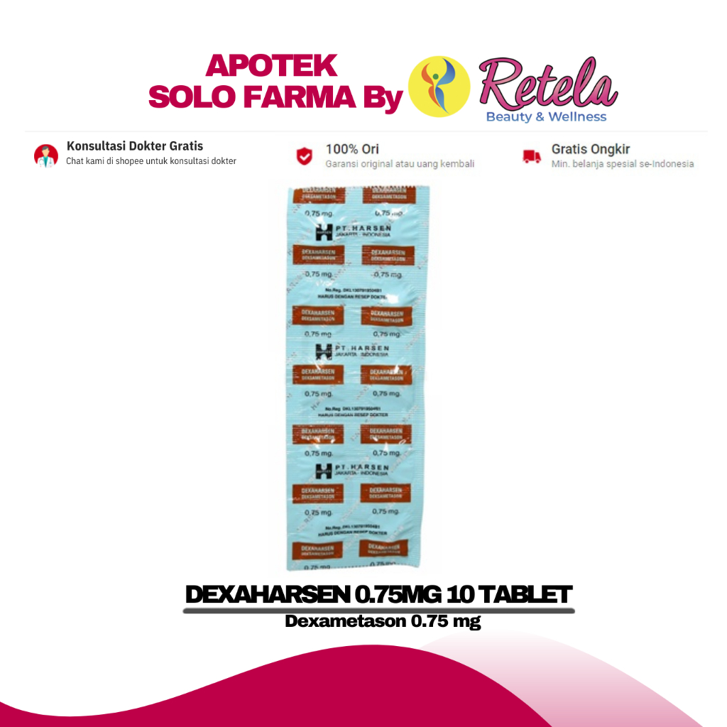 DEXAHARSEN 0.75MG 1 STRIP 10 TABLET ( DEXAMETASON 0.75 MG )