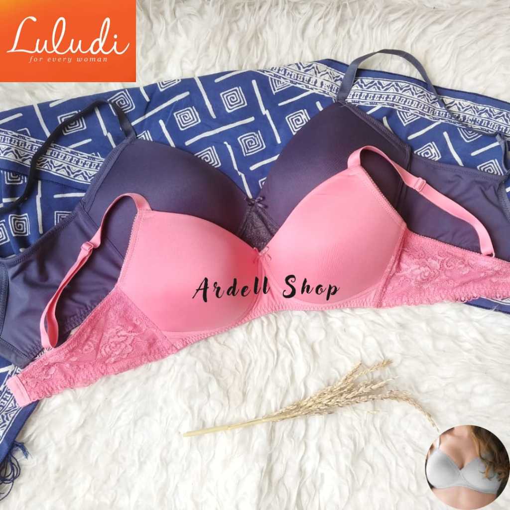 DL BRA WANITA TANPA KAWAT POLOS RENDA PINK CUP 34C LB417R WL LULUDI BY WACOAL MIX