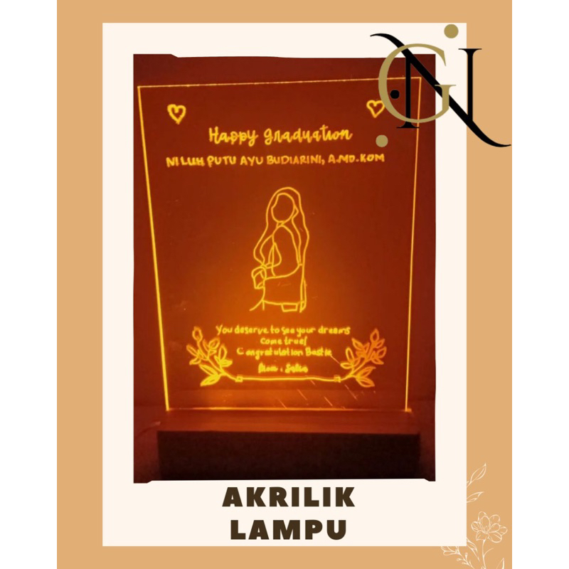 AKRILIK LAMPU | Akrilik LED | Gift UlangTahun | Gift Wisuda | Gift Anniversarry | Birthday Gift | Ka