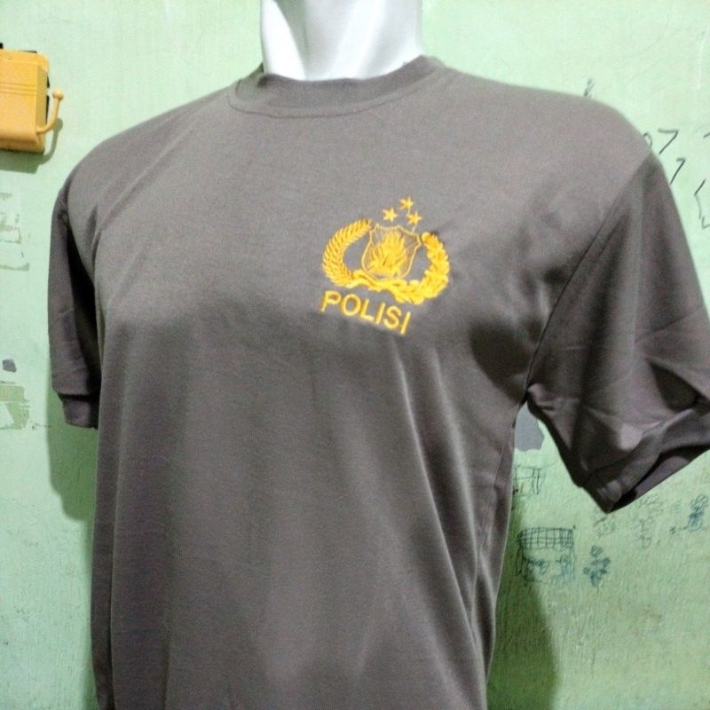 KAOS DALAM POLISI  COKLAT/ BORDIR