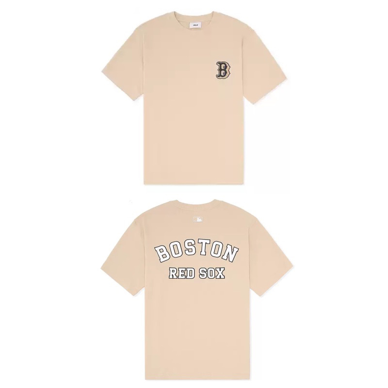 MLB Boston Red Sox Print Logo Oversize Beige Tshirt - ORI