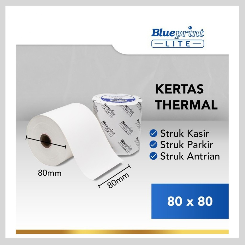 

Thermal Paper Roll / Kertas Kasir / Struk Termal / EDC PPOB Blueprint Lite 80 X 80 mm