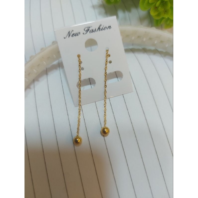 anting tusuk panjang juntai titanium