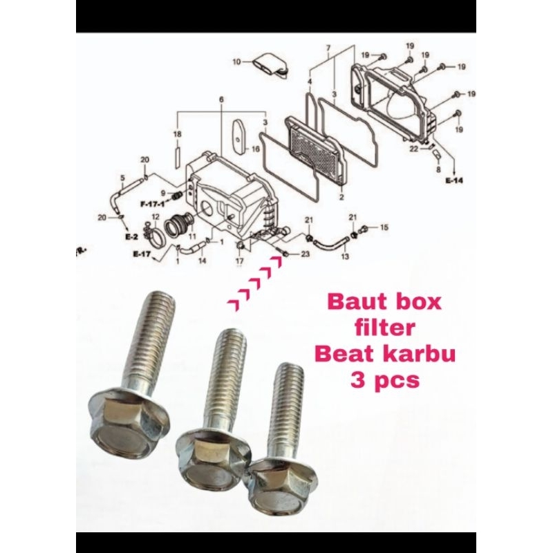 baut box filter honda beat karbu 3 pcs 2008-2012
