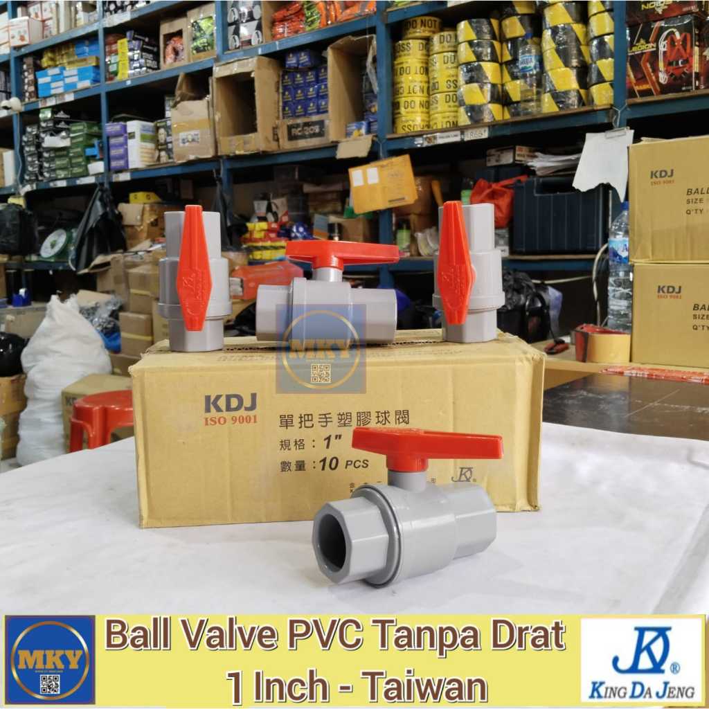 stop kran ball valve pvc socket kdj 1" inch / Ball Valve PVC 1" (Inch) atau Stop kran PVC