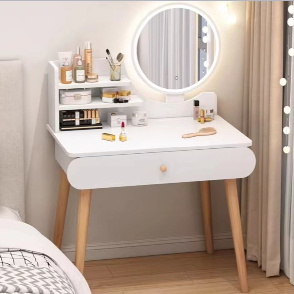 Highline Meja Rias Lampu LED Meja Rias Rak kosmetik Meja Rias Aesthetic Mini Modern Meja Kosmetik