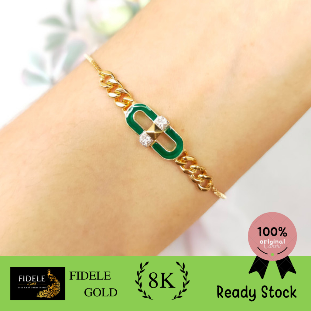 Gelang wanita fashion lotus gold emas asli kadar muda 375 8k