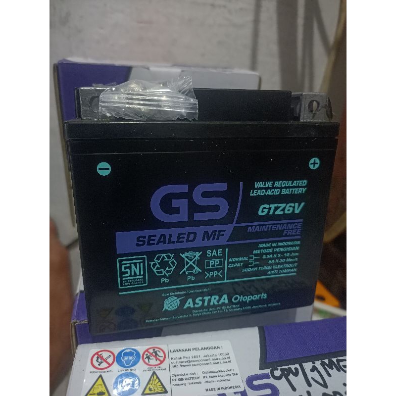 AKI ACCU BATERAY GTZ6V VARIO 125/150/160 SONIC GTR CB150 LED PN. 31500 KZR 602 ORIGINAL