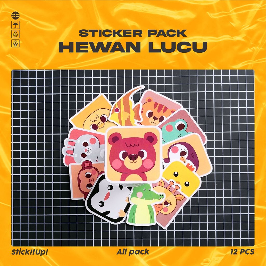 

COD✨ StickItUp Stiker Pack Kartun Hewan Lucu Keren Untuk Koper Laptop Skateboard