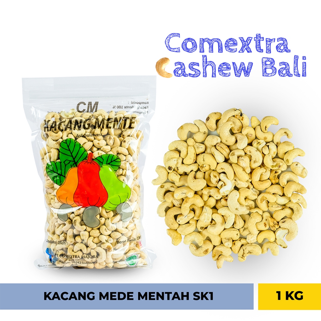 

Kacang Mede Comextra Mentah Utuh SK1 1Kg - Sulawesi Cashew Kacang Mente / Mete (Bali)