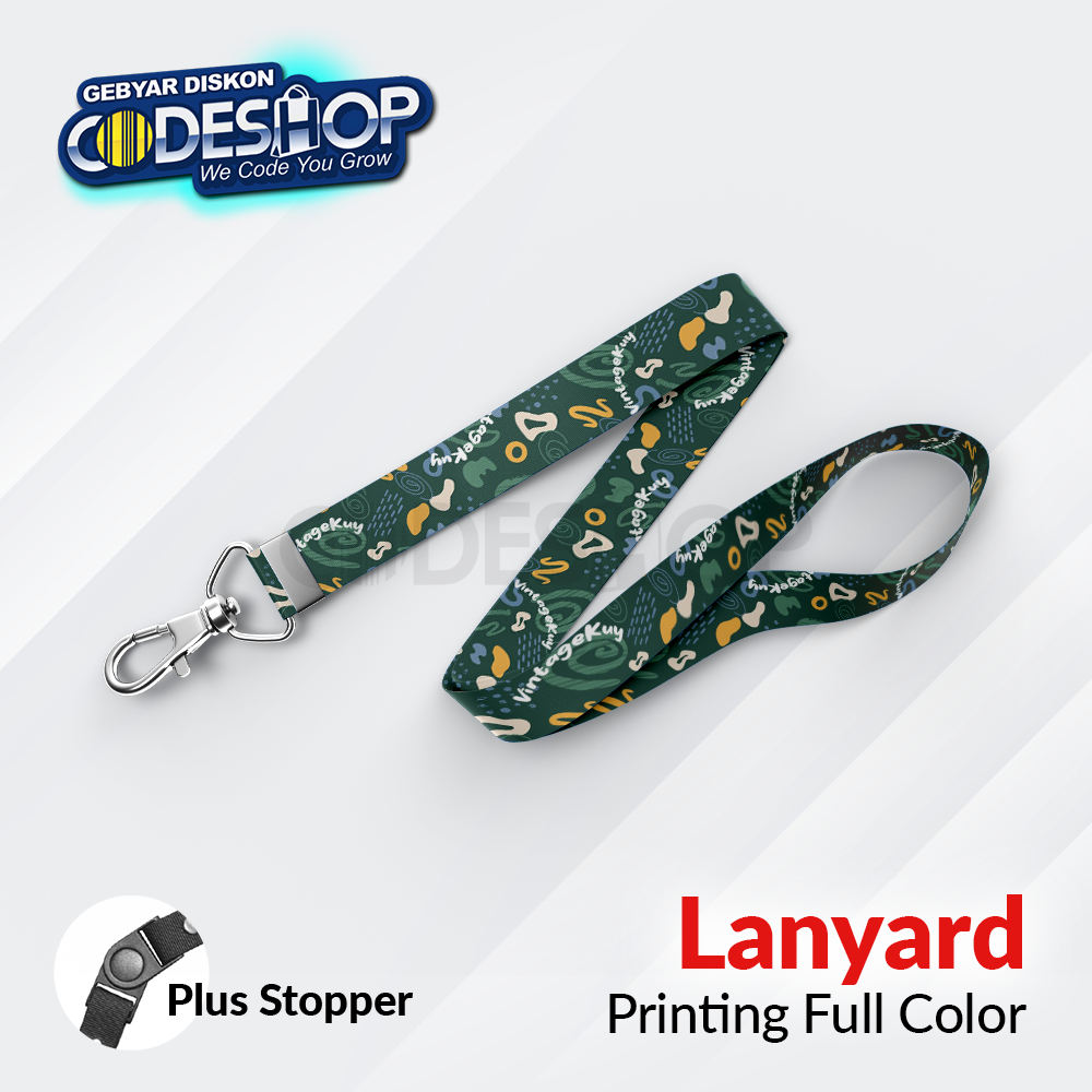 

Custom Tali Lanyard ID Card 90x2,5cm Tissue Printing Full Color Plus Stopper