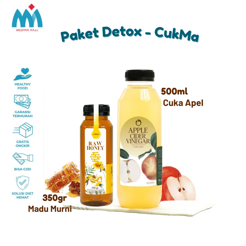 

{CUKMA ] Paket Cuka Apel Madu Original - Diet Detoks Apple Mother Cider Vinegar | Toner Wajah Masker Alami