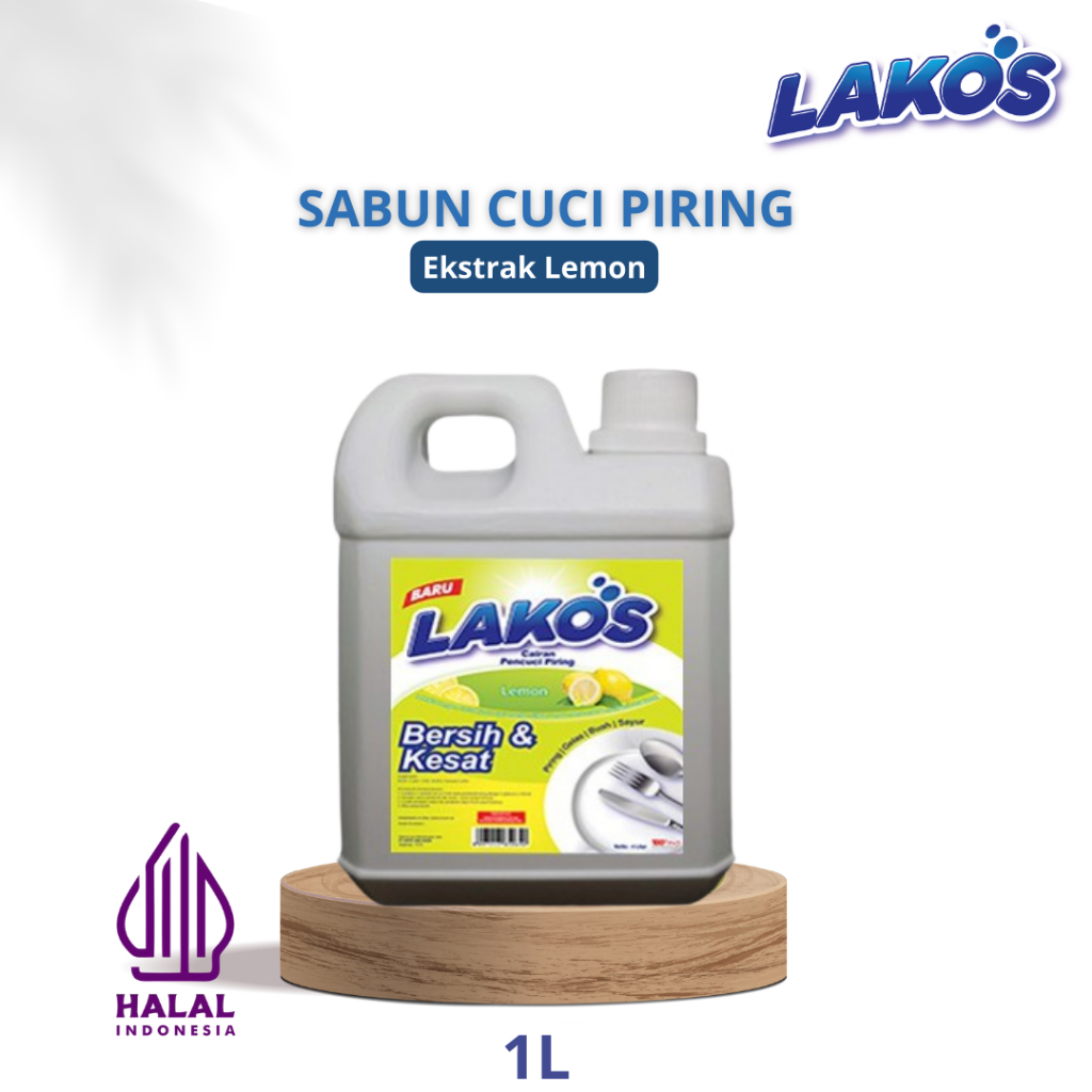 LAKOS Sabun Cuci Piring Cair Aroma Lemon / Jeruk Nipis Jerigen 1 Liter Ltr