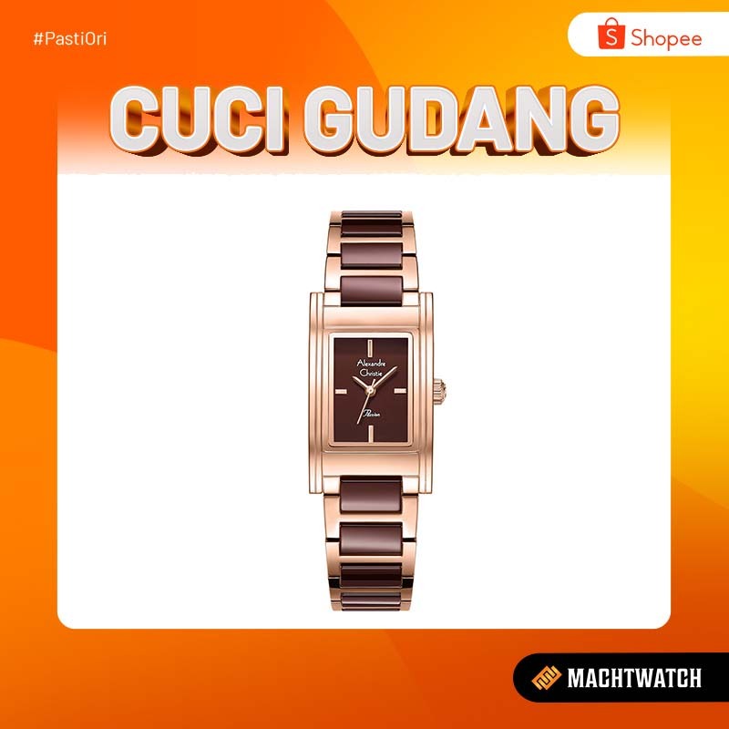 Promo Cuci Gudang Alexandre Christie Passion AC 2983 LH BRGDR Ladies Brown Dial Dual Tone St Steel C