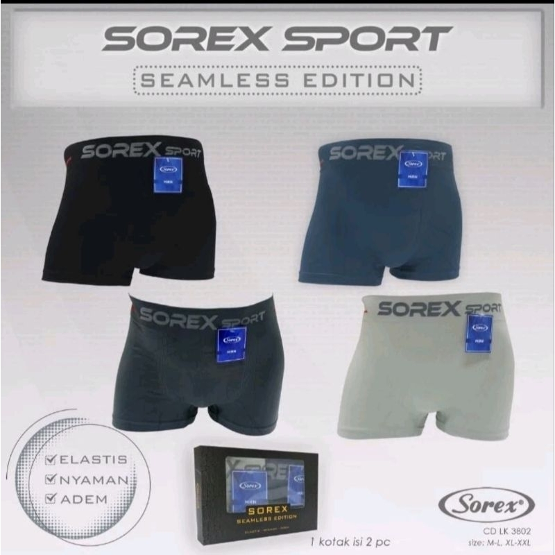 BOXER SOREX 3802 & 3804- celana dalam pria bahan rajut- CD pria SOREX original