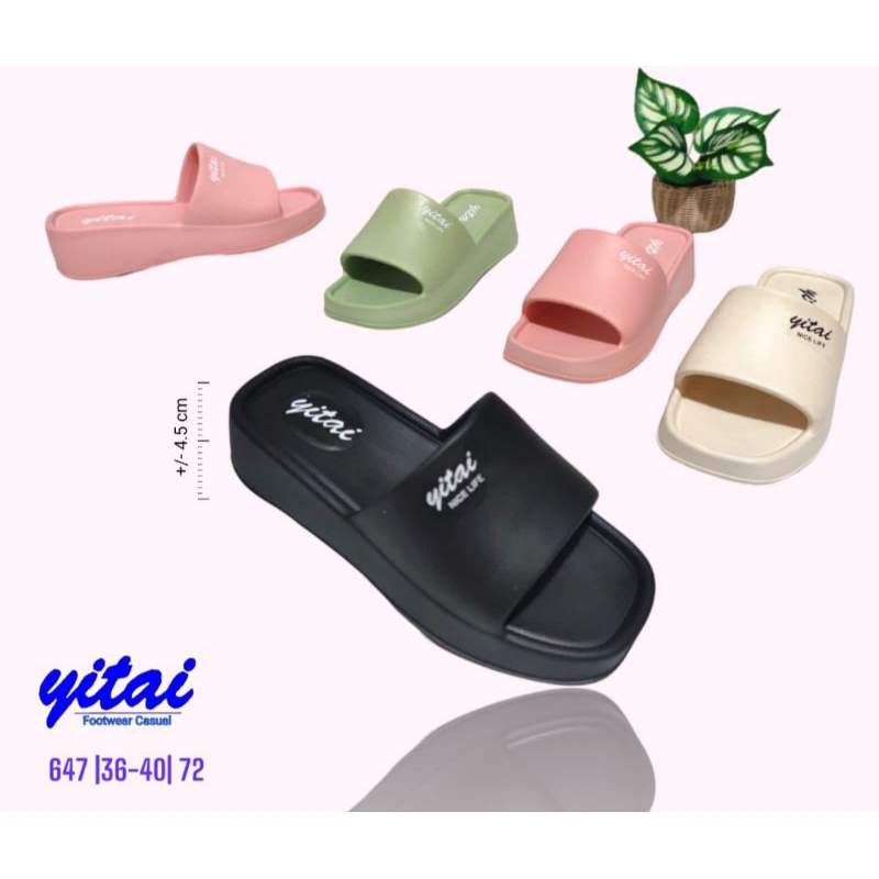 Sandal Selop Jelly Wedges Wanita Yitai Bahan Empuk Ringan Elastis
