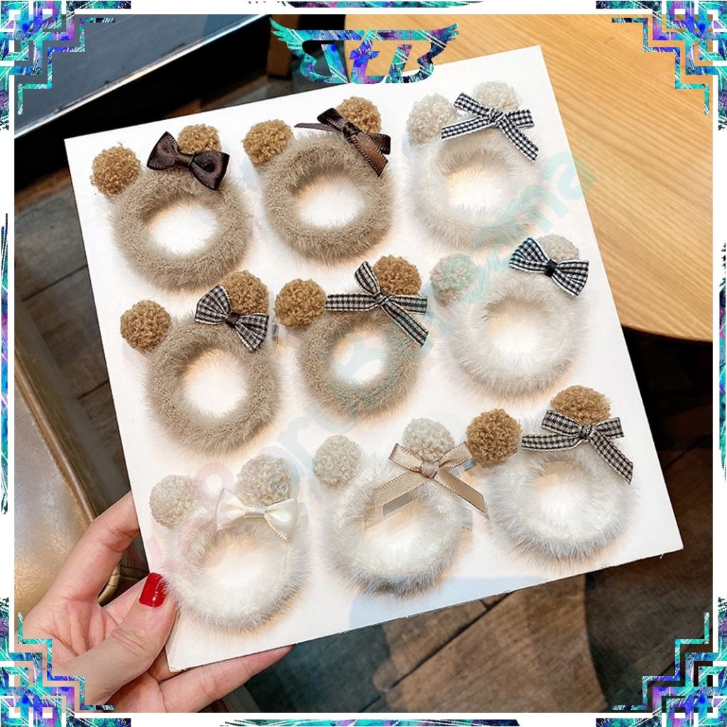 TBB Ikat Rambut Korea Bulu Lembut Pita Kunciran Fashion Korea Import A080