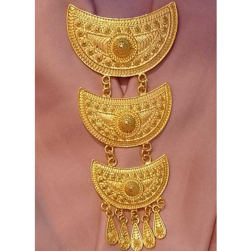 Bros Kutubaru Panjang 3 Susun Polos Gold Polos  | Bros Besar Gold | Bros Kebaya Etnik