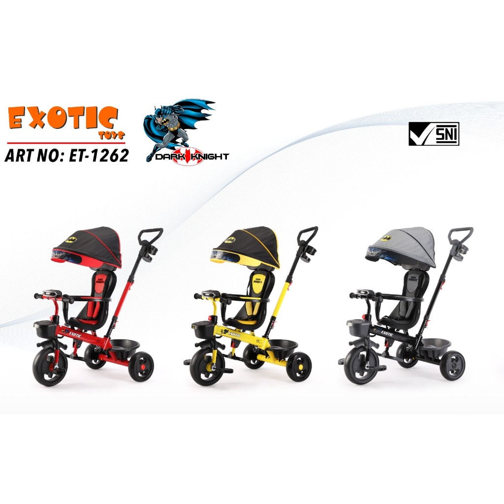 Tricycle Exotic Batman ET 1262 Stroller ET1262 Sepeda Anak Roda Tiga - onlinepratama88