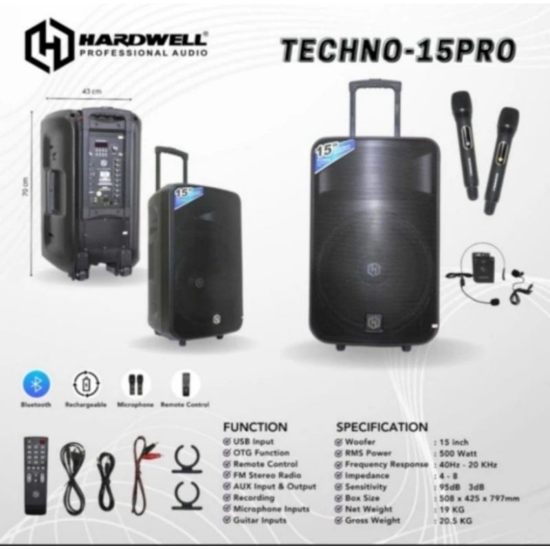 SPEAKER PORTABLE HARDWELL EMERALD 15 PRO