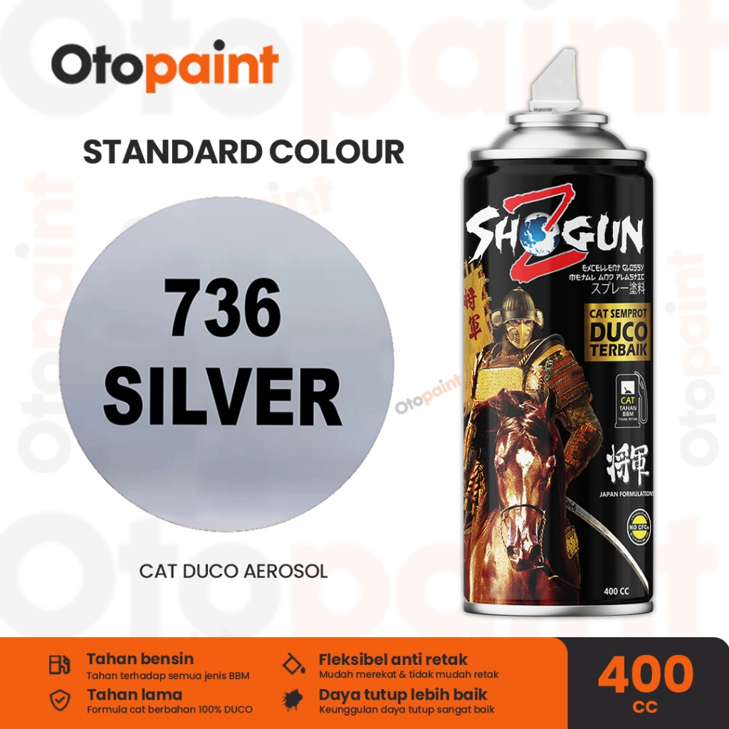 OTOPAINT Cat Semprot Pilox Silver Glossy Solid | Shogun Z Silver 736