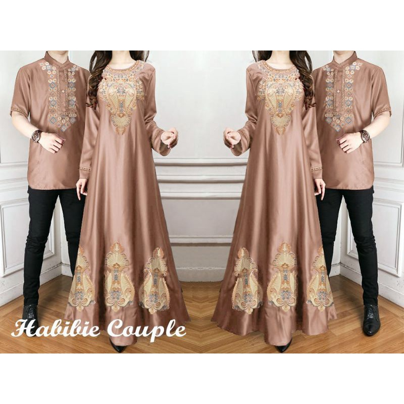 ELDE 5 - Gamis & Koko Habibie & Ainun couple, maxi tangan panjang + kemeja kancing depan kantong kan
