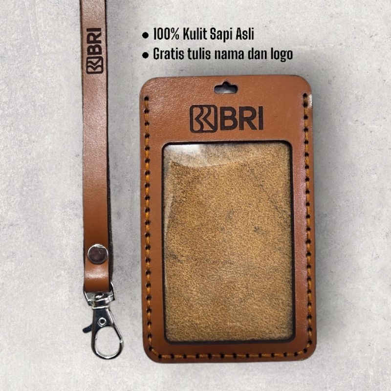 ID Card Holder Lanyard Id Card Name Tag Kulit Gratis Cetak Nama dan Logo