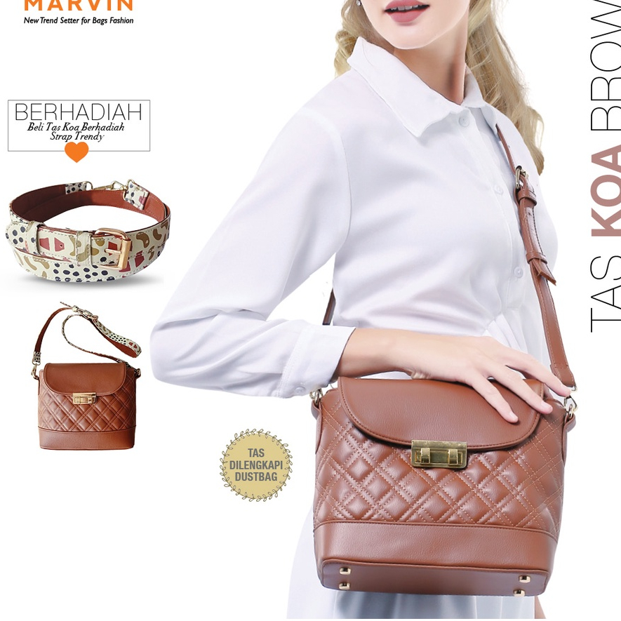 SHEENA MARVIN TAS SELEMPANG WANITA BRANDED   KOA BROWN SLING BAG    TAS VIRAL