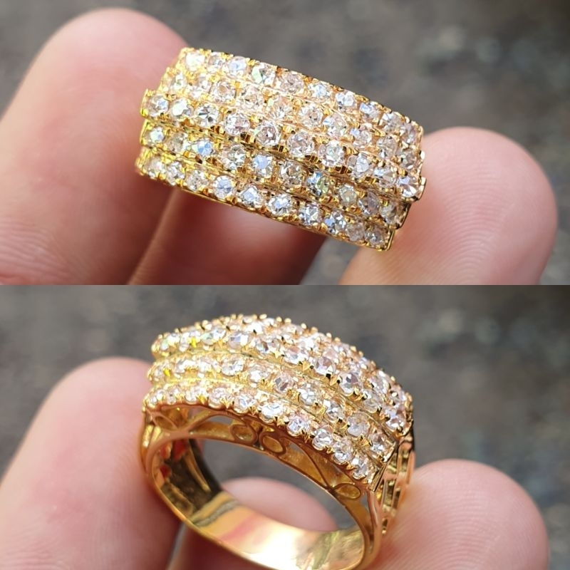 Cincin emas full berlian banjar model tangga