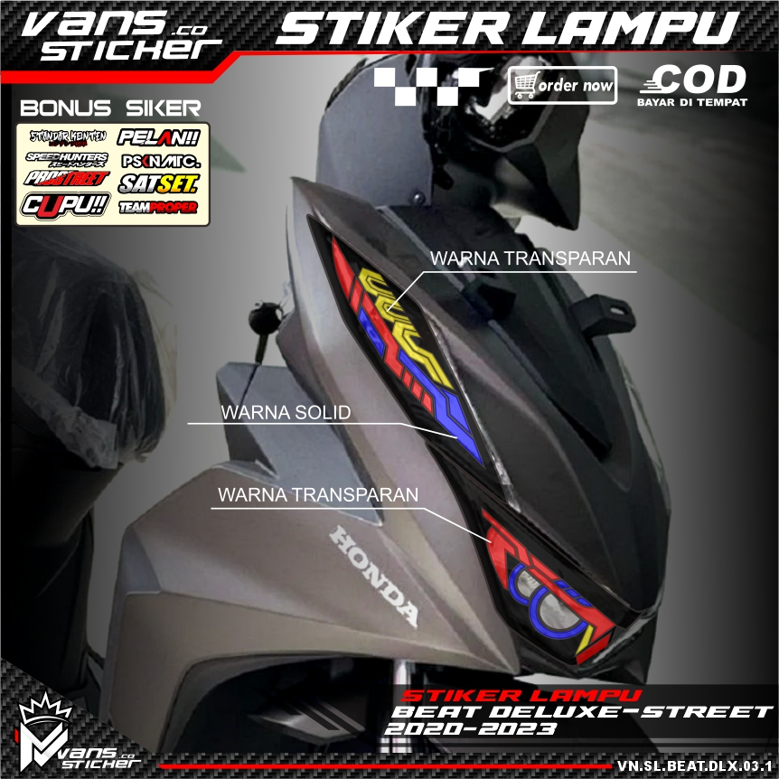 Stiker variasi lampu alis motor BEAT DELUXE 2020-2023 stiker lampu alis BEAT DELUXE 2020-2023  trasp