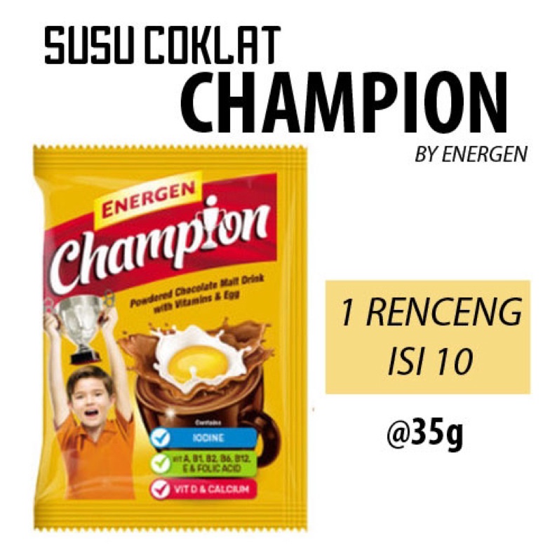 

Susu champion by energen 1renteng (10pcs). ➴Harga Murah