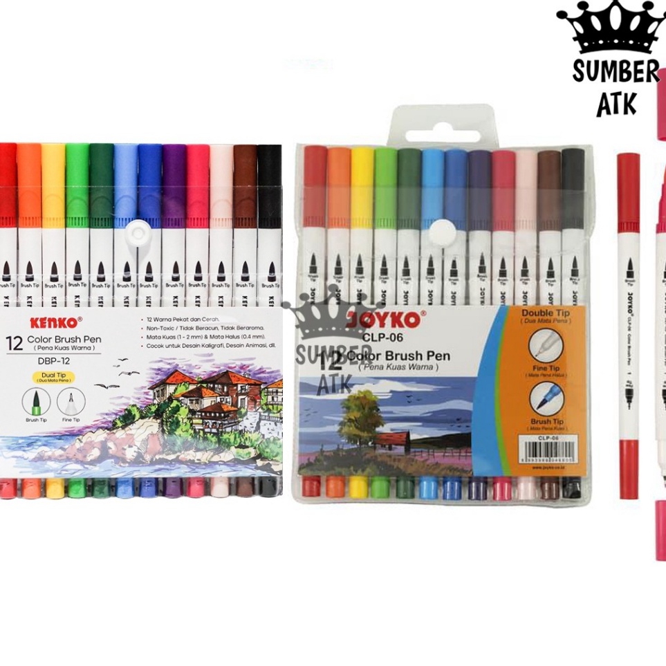 

12.12 Extra Bonus Color Brush Pen / Pena Kuas Warna Joyko CLP-06 / 12 Warna / Color Barang Istimewa